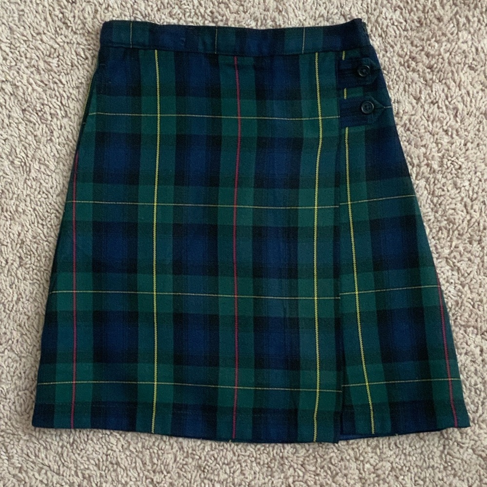 Lands End Girls Skirt Size 4 Green/Blue School Uniform
